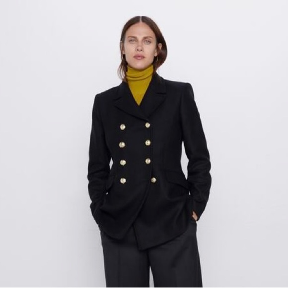 Zara Manteco Buttoned Wool Coat